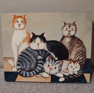 Board Print of Five Cats by D. Masters Kriebel